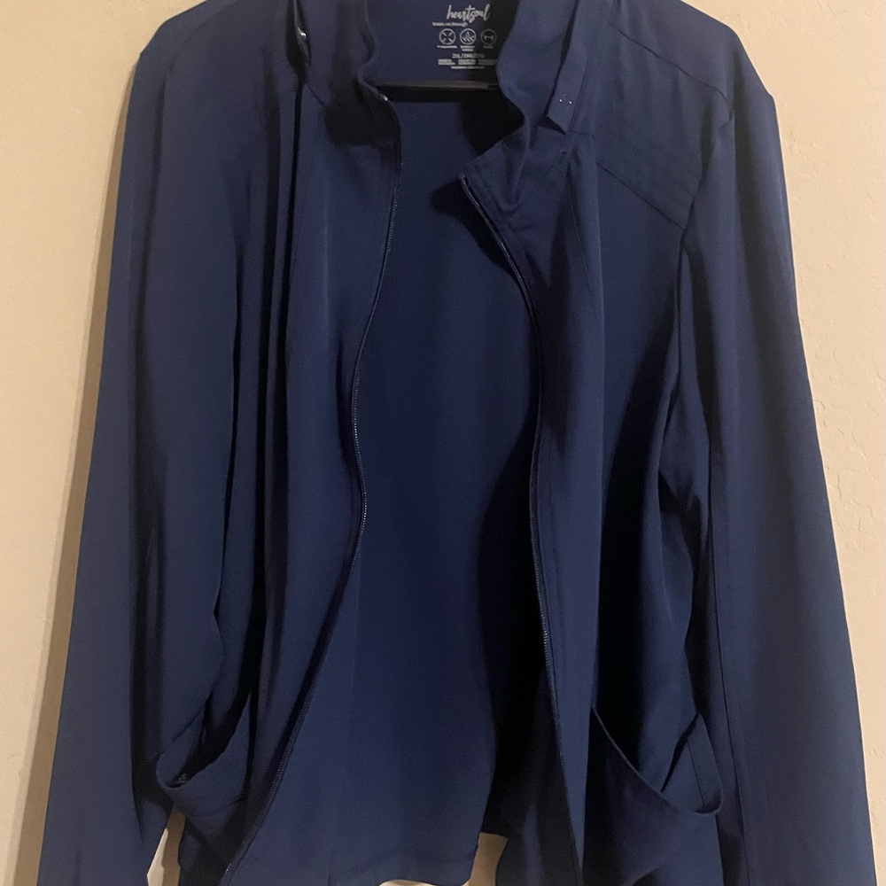 HeartSoul Navy Women's Scrub Jacket with Hood
